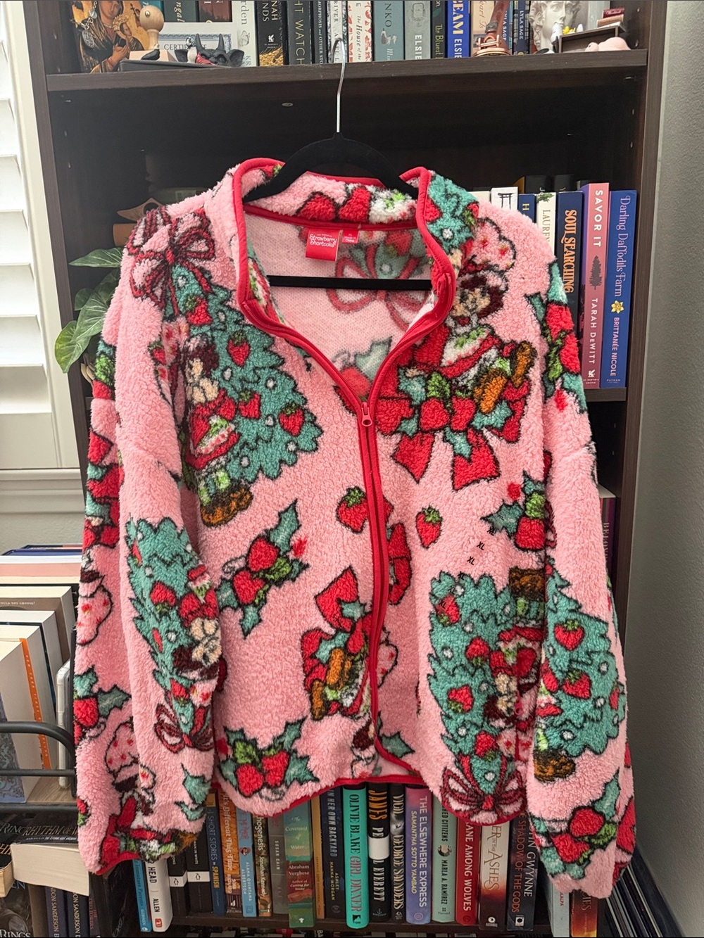Pink Strawberry Shortcake Floral Sherpa Zip-Up Jacket
